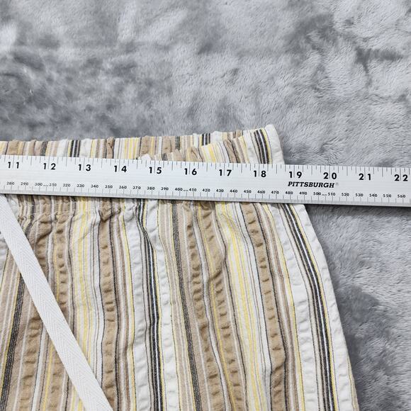 Vintage Basic Editions Pants Womens XXL Tan Yellow Striped Pull On Cargo Capri - Picture 6 of 10
